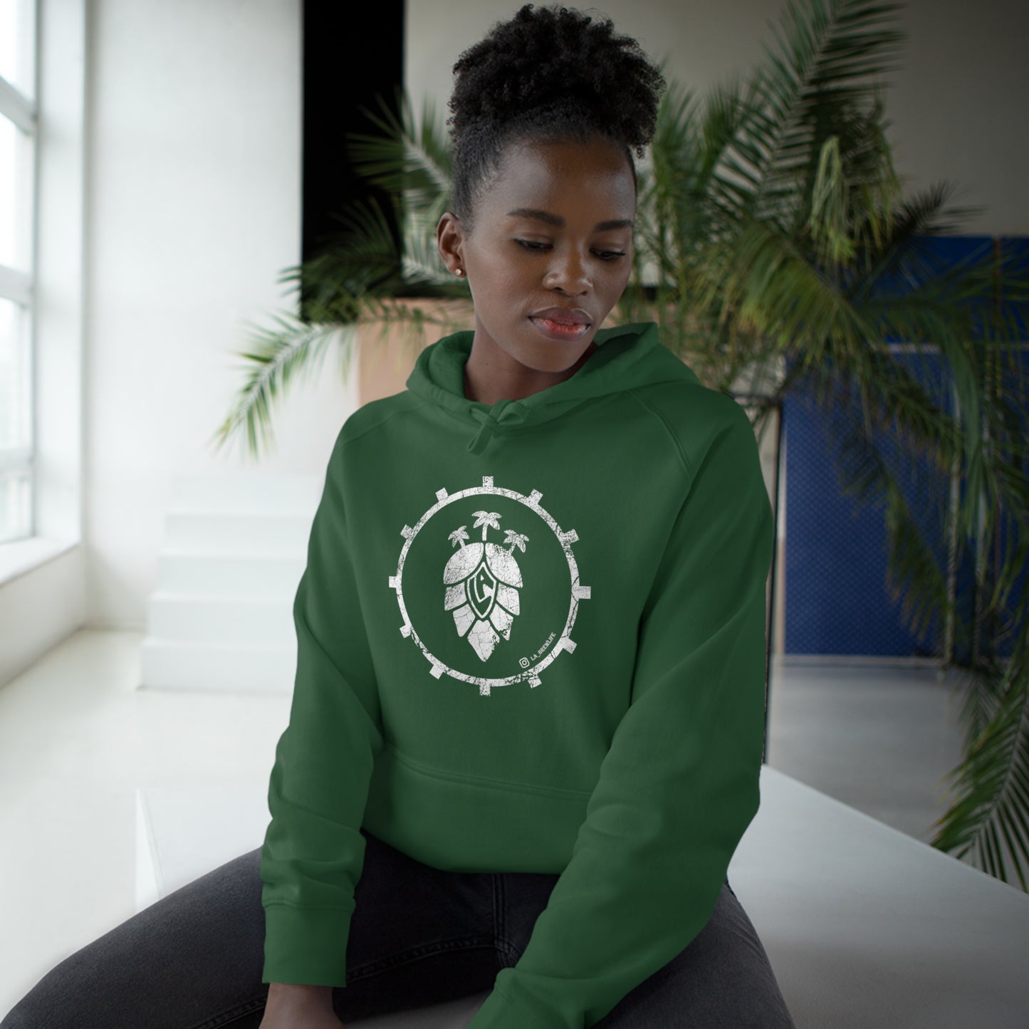 Modern LA Logo - LA Hoodie - Forest Green